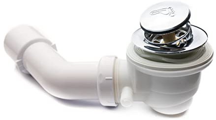 AquaParts Universal Siphon mit Badewannenstöpsel | Chrom | Abflussstopfen | Abfluss Stöpsel | für Planschbecken, Badewanne | verhindert Verstopfung & Gerüche