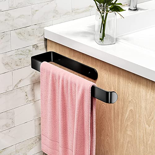 Uootach Porte Serviette Auto-Adhésif ou percé, Imperméable et antirouille pour Cuisine, en Aluminium, Convient aux Serviettes, Rouleaux, Papier Toilette(Noir)