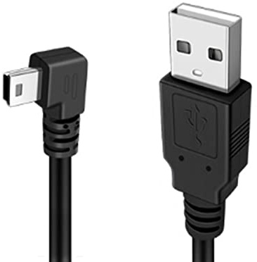 YSJJZRL 90 Degree Mini USB Cable,90° Mini USB B Male to USB 2.0 Male Data Sync Charging Extension Cable for GPS Dash Cam (1M,Left)