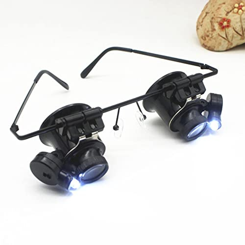 Loupe de Lunettes Grossissante 20X avec Lumière LED, Loupe de Bijoux de Montre, Œilletons Rotatifs 180 Degrés Montés sur la Tête, pour Réparateur de Montres et Bijoutiers