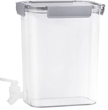Fria Dispensador de bebidas con grifo a prueba de fugas, contenedor de agua de plástico cuadrado, dispensador de bebidas para refrigerador, jarra para jugo de limonada, té helado Garrafa de agua