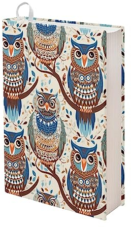 Kuiaobaty Buchhülle mit Eulen-Druck, 27,9 x 22,9 cm, Eulen-Vögel auf Ast, dehnbar, waschbar, Lehrbuchschutztuch
