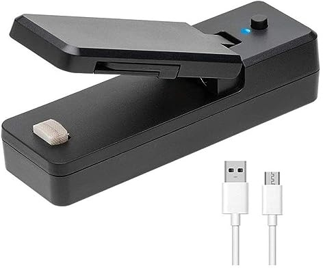 2 IN 1 USB Chargable Mini Bag Sealer Heat Sealers With Cutter Knife Rechargeable Portable Magnetic Sealer For Food Snack Storage (Color : Black-USB Chargable)