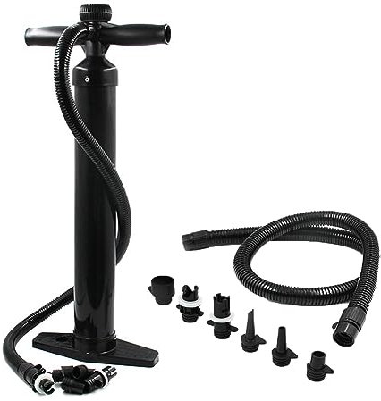 Double Action Hand Pump, Max 1.8BAR (26PSI) SUP Hand Pump, Hand-Powered Manual Air Pump w/Pressure Gauge, High-Pressure Super Pump With 6 Nozzles for Air Beds, Kayaks, Inflatable Tent hand pump