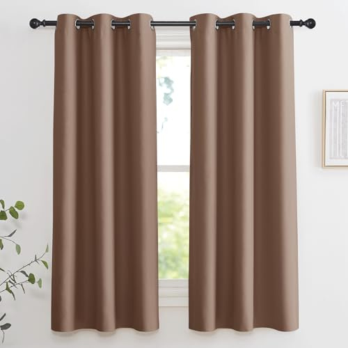 KGORGE Lot de 2 Rideaux occultants Taupe de 183 cm de Long – Rideaux Modernes à œillets pour Chambre à Coucher, Salon, Protection de l'intimité, décoration d'intérieur