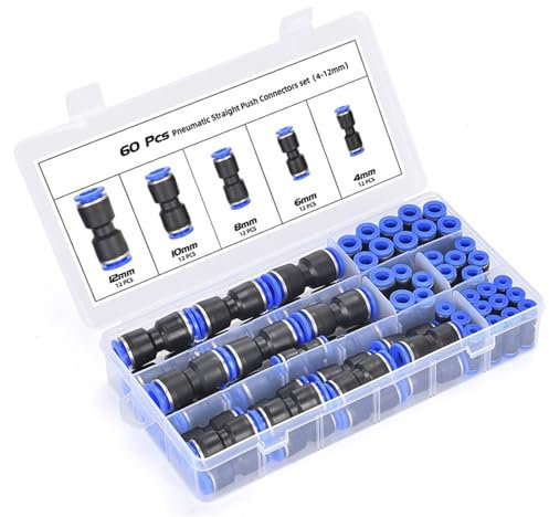60 Teile/schachtel Set Luft Gerade Pneumatische Fittings PU Wasser Rohre Schnellverschluss Anschluss PU-4-6-8mm Kunststoff Schlauch kupplungen (Color : PU Kit(inch))
