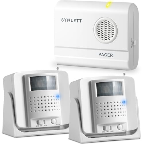 SYNLETT Buscapersonas Cuidador con 2 sensores y Alarma de Cama | Alerta de movimiento para personas mayores y cuidados a domicilio con sensores inalámbricos fáciles de usar