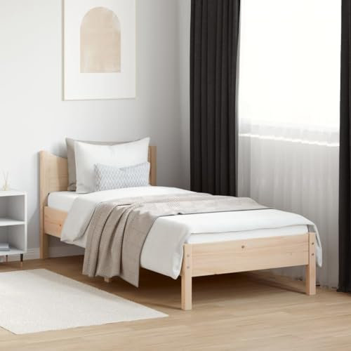 THOYTOUI Massivholzbett 90x190 cm Kiefer, Seniorenbett Bettrahmen Bettgestell Bett Geeignet für Hotels Wohnungen Studentenwohnheim Gästezimmer