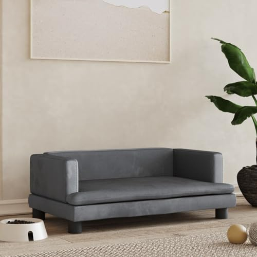 CIADAZ Hundebett Dunkelgrau 80x45x30 cm Samt, Hundesofa, Hunde Bett, Hundekissen, Dog Bed, Kuschelbett Katzen, Hunde Couch, Hunde Sofabett, 171896