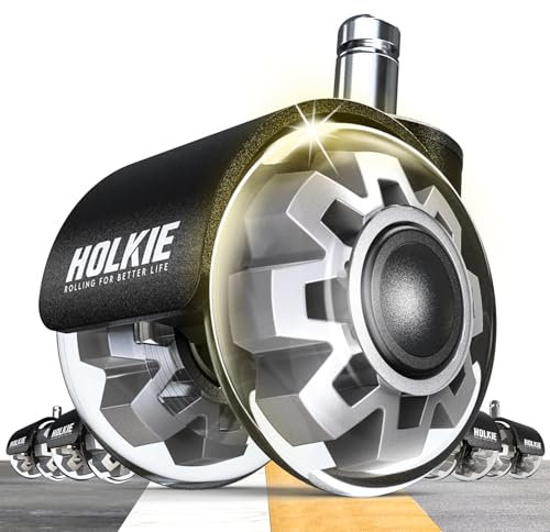 HOLKIE Ruote sedia ufficio per Parquet Grigio 11X 22MM rotelle sedia ufficio Gomma Resistenti Ceramica Diversi Tipi di Pavimenti Set di 5 da Gioco Ufficio Scivola Senza Graffi e Silenzioso