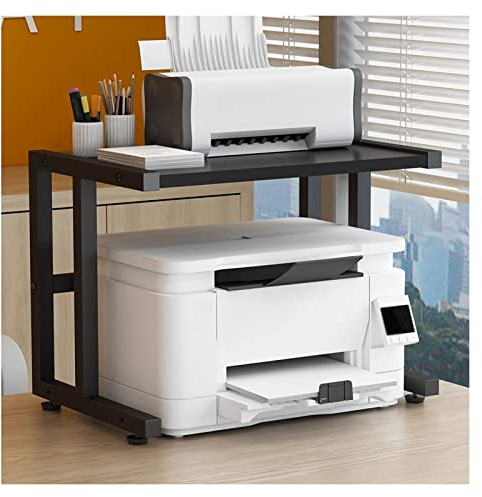 HAVVMK Druckerständer, Desktop-Druckerständer, Schreibtisch-Organizer mit 2 Ebenen, schwarzes Mehrzweck-Druckerregal für das Home-Office, Faxgerät, Scanner, Akten, Bücher, Druckerständer