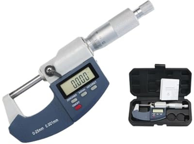 DAISHUJIE Digitale Bügelmessschraube 0-25 mm Digitaler Mikrometer 0,001 mm Elektronischer Mikrometer Digitale Messwerkzeuge
