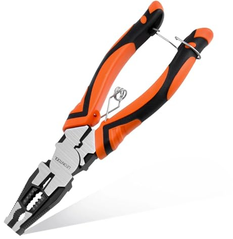 LEONTOOL Pince 6 en 1 avec coupe-fil, pince à sertir, dénudeuse, pince combinée multifonction de 20,3 cm, pince d'extraction de vis, pince à outils à main robuste pour tordre les fils de coupe et les