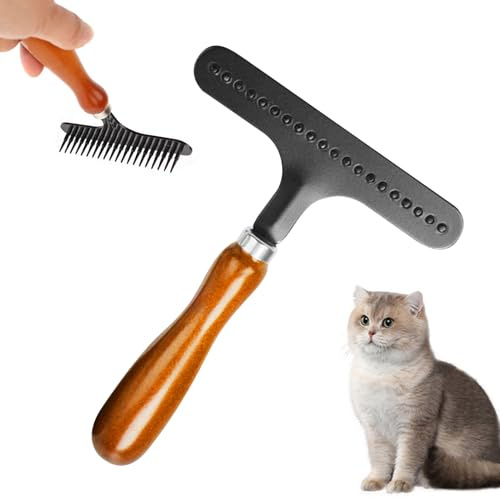 Hand Held Carpet Rake, Portable Rug Groomer, Dog Dematting Brush Comb for Matted Shag Carpets - Makes Rugs Fluffy Again, Cleans Hair, Restores Softness