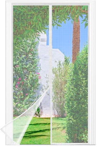 Fliegengitter Balkontür Magnet, 90 * 220cm Stärkere Magneten Fliegengitter Tür,3.8cm Breites Klettband, Fliegengittertüren Ohne Bohren, Insektenschutz Balkontür, Für Balkontür/Terrassentür, Weiß