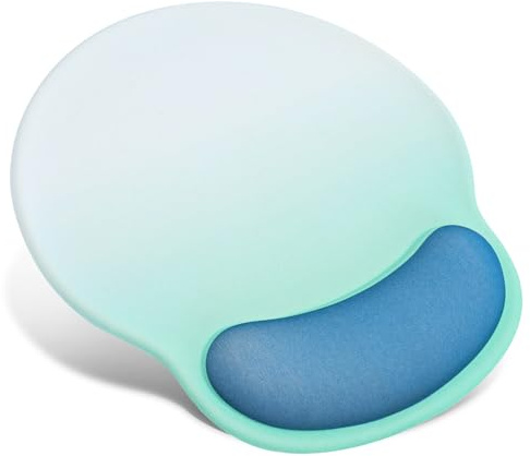 TOPWAYS Tappetino per mouse con cuscino in gel, antiscivolo, impermeabile, per ufficio e videogiochi, blu