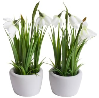 Botanic-Haus künstliches Schneeglöckchen im grauen Zementtopf (2 Stück)