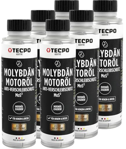 TECPO 6x Molybdän Additiv, 300 ml Anti Reibung Verschleiß MoS² für Motoröl Getriebeöl