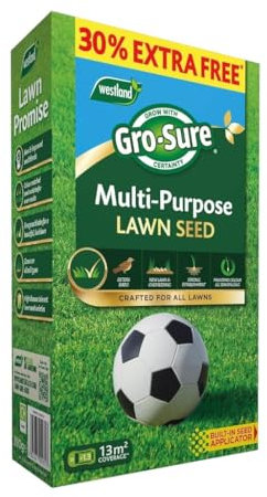 Gro Sure Multi Purpose Lawn Seed – Fast-Growing, Durable Grass Seed for Healthy Lawns – Ideal for General Lawn Care, Repair, Over-Seeding, and Bare Patch Coverage (10sq.m + 30% Extra Free)