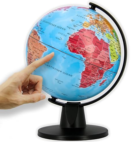 ORBIT Globes & Maps - Schülerglobus - 16cm Mini-Globus mit stabilem, schwarzem Standfuß, Kartenbild 2025 politisch, aktuelles deutsches Kartenbild