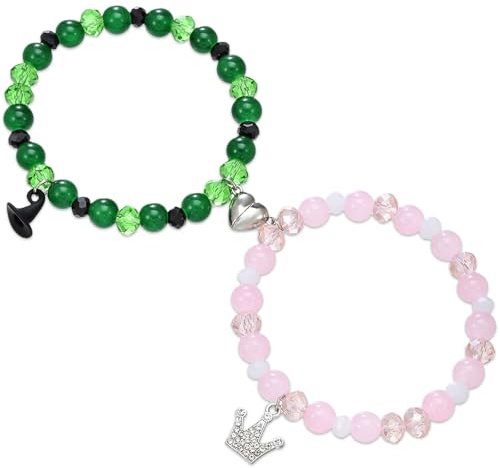 GWAWG Paar-Armband-Set – Touch to Connect Herzschloss-Anhänger, Freundschaftsarmbänder, böse Geschenke, verstellbar, 18–19 cm, geeignet für Valentinstag, Jahrestag