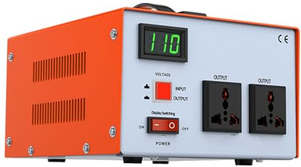 HTDRE Transformador de 110 V a 220 V. Convertidor de Voltaje de Red de 220 V a 110 V. Transformador Elevador y Reductor de 2000 W. Voltaje de Salida Dual. 110 V a 220 V.