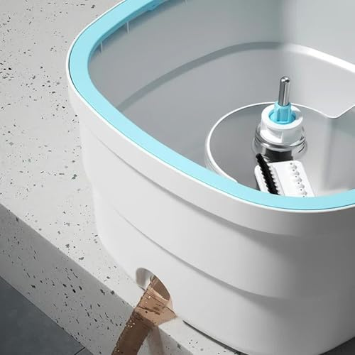 Juego de cubo plano para fregona giratoria con limpieza manos libres, sistema de fregona plana autoescurrida, cubo de separación de agua operado por pedales, kit de limpieza de suelos de microfibra