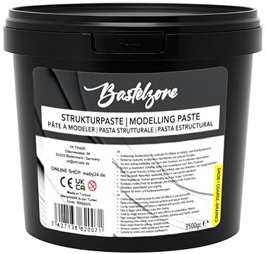 XXL Premium Structure Paste in secchio 3,5 kg – Bianco – Pasta riempitiva e modellante per pittura acrilica e tela, effetti 3D, texture e rilievi (grossa)