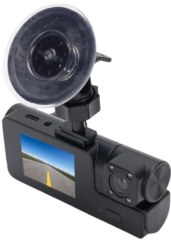 Goshyda Cámara de Tablero de Lente Dual 1080p Frente + 720p en el Interior, Grabadora de Automóviles WiFi con Vigilancia de Estacionamiento, Pantalla LCD de 2 y Tarjeta de 32 GB