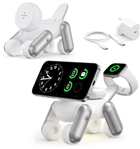 3 in 1 Chargeur Induction pour iPhone pour MagSafe sans Fil | pour iPhone 17/Air/16/15/14/13/12 Series, pour Apple Watch SE/Ultra/11/10/9/8/7/6/5/4/3/2, pour AirPods Magnétique