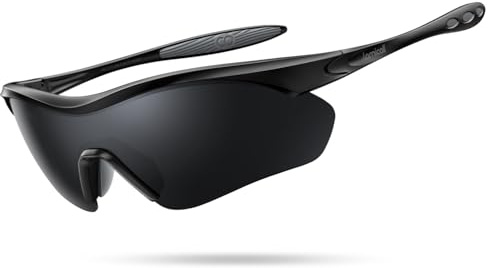 Lamicall 22g Polarized Sports Sunglasses - UV400 Protection Men Women Sun Glasses for Baseball Running Cycling Fishing Golf, Black Gray, Mother's Day