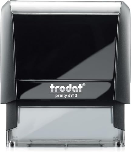 Trodat Printy 4913 Timbro Autoinchiostrante Personalizzato Nero - Stamp by Me | Timbro Aziendale Grande fino a 5 Righe | Timbro Indirizzo per Ufficio e Banca | Cuscinetto d’Inchiostro Ricaricabile