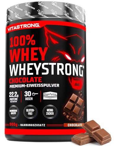 Pure Hydro Protein Vitastrong, 100% Optipep® 90 DH4 Protein Pulver, Hydrolysiertes Whey Protein Pulver mit Glutamin und natürlichen BCAA-Aminosäuren (Chocolate) (900g, Schokolade)
