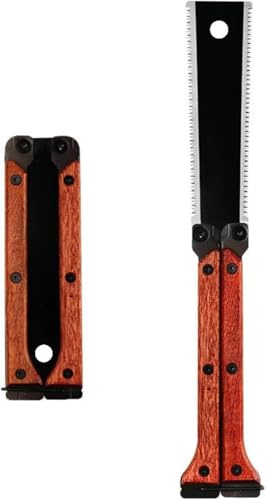 Japanese Pull Saw, Folding Saw with Double-Edged Blade for Wood Cutting, for Camping and Woodworking, Foldable Design Measures 165mm*45mm When Closed