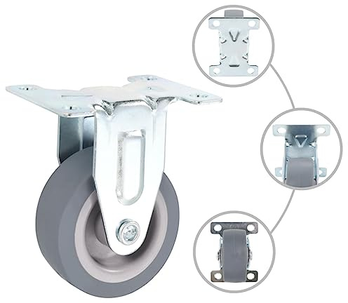 16 stycken Bockhjul 50 mm TPR-gummi med zinkbeläggning, 35 kg lastkapacitet per rulle, för lastvagnar, säckkärra, transportvagn, verkstad, industri och lager