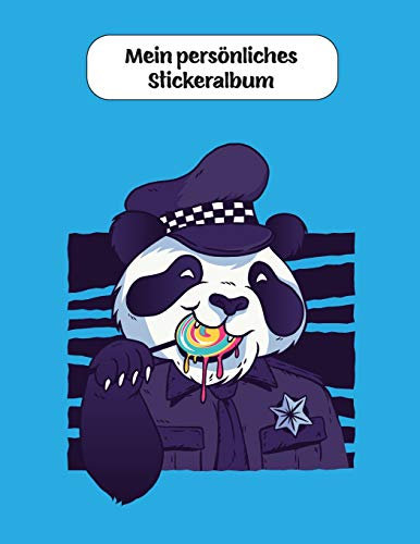 Mein persönliches Stickeralbum: Polizei Panda Bär Motiv | Din A4 Blanko | 35 Seiten Silikonfreies Papier | Geschenkidee
