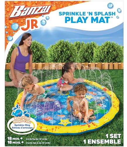 Banzai 14663 Pool mit Sprinkler Planschbecken Rutsche Sprinkle‘n Splash Play Mat, Durchmesser 147 cm