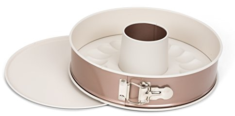 PATISSE 03346 Céramic, Moule à manqué et savarin 26 cm, Moule Double Fond à charnière 2 en 1, 2 Fonds Amovibles, Acier Chromé et Revêtement intérieur Céramique, Anti-adhésif, Nacré