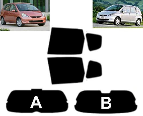 Passgenaue Tönungsfolie für-Honda Jazz 5-Türen 2002-2008 Heck/Seitenscheiben (20% Schwarz, B)
