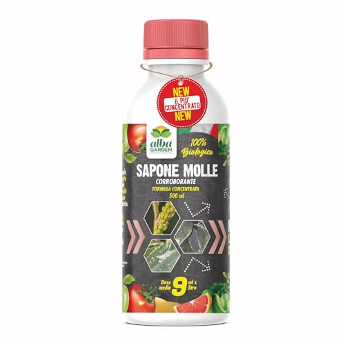 Albagarden - Sapone Molle di Potassio - Corroborante Effetto Insetticida Bio - Potenzia Le Difese Delle Piante Da Insetti Cocciniglia Pidocchi Ragnetto Cimici x 500 ml