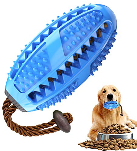 Hund Zahnbürsten Stick Ball für Hunde Welpen Zahnpflege,Blau Naturkautschuck Hundespielzeug Hundeball Zahnreinigungsspielzeug Kauspielzeug Leckerli Spender zum Kauen Befüllen Futter Hundebeschäftigung