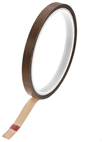 sourcing map Glasfaser PTFE Klebeband 8mm x 10m (Breite*Länge) PTFE Dichtungsband Selbstklebend PTFE Gewindedichtband Hitzebeständig Braun PTFE Band für Vakuummaschine Lebensmitteldichtung