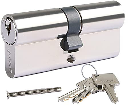 DIDA® 100mm(50/50) Euro Cylinder Lock,UPVC Door Lock Barrel with 3 Keys,High Security,Anti-Pick Anti-Bump Anti-Drill,Polished Nickel Finish,Suitable for All Door Types,BS EN 1303:2005