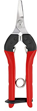 FELCO 320 Sécateur de récolte (pour tiges de fruits, fleurs et légumes, sécateur compact avec poignées en acier, lame courbe, pour droitiers et gauchers, longueur 154 mm)