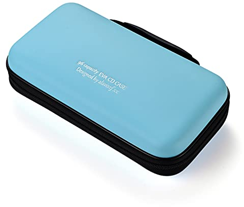 LIOVODE étui DVD, EVA Porte-CD d'une capacité de 96, étui de Rangement multimédia Collection de disques Portefeuille de Protection pour la Maison et la Voiture (capacité 96, Azure 96)