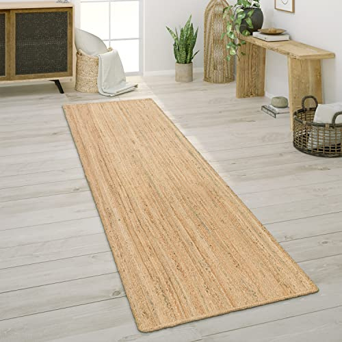 Paco Home Teppich Wohnzimmer Naturfaser Handgearbeitet Jute Meliert Modernes Muster Boho Stil, Grösse:60x100 cm, Farbe:Natur 2