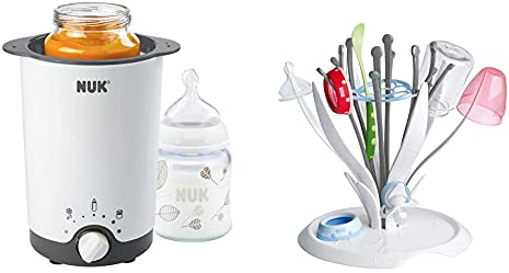 NUK Thermo 3 in 1 Flaschenwärmer, zum einfachen, sicheren und schonenden Erwärmen, Auftauen und Warmhalten & MultiDry Trockenständer - praktisches Trocknen von bis zu 6 Babyflaschen und Zubehör
