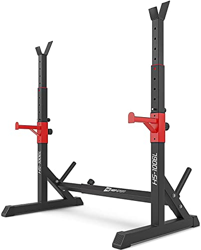 HOP-SPORT Squat Rack Hantelständer Set – höhen- & breitenverstellbarer Doppel-Langhantelständer, Kniebeugenständer Bankdrücken bis 200 kg für Ganzkörpertraining