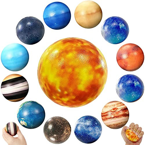Sonnensystem Stress Spielzeug Bälle, 13 Stück Planeten Stressabbau Spielzeug für Kinder sitzen unruhiges Spielzeug Schaum Bälle für Kinder Weltraumspielzeugparty Gastgeschenke Kindergeburtstag Weihnac