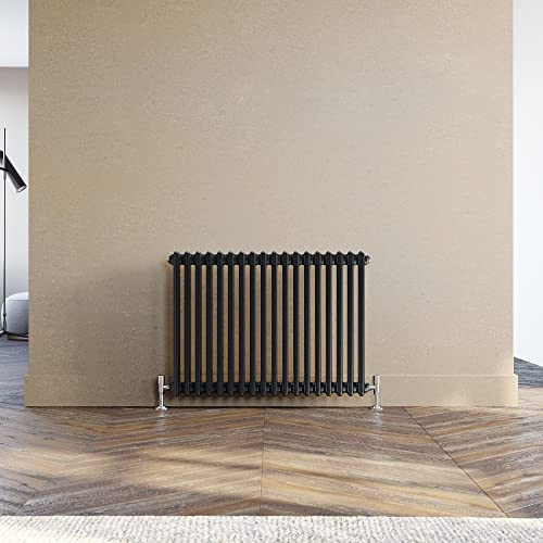 ELEGANT Traditional Radiator 600 x 830 mm Black 2 Column Cast Iron Style Radiator Central Heating Radiator